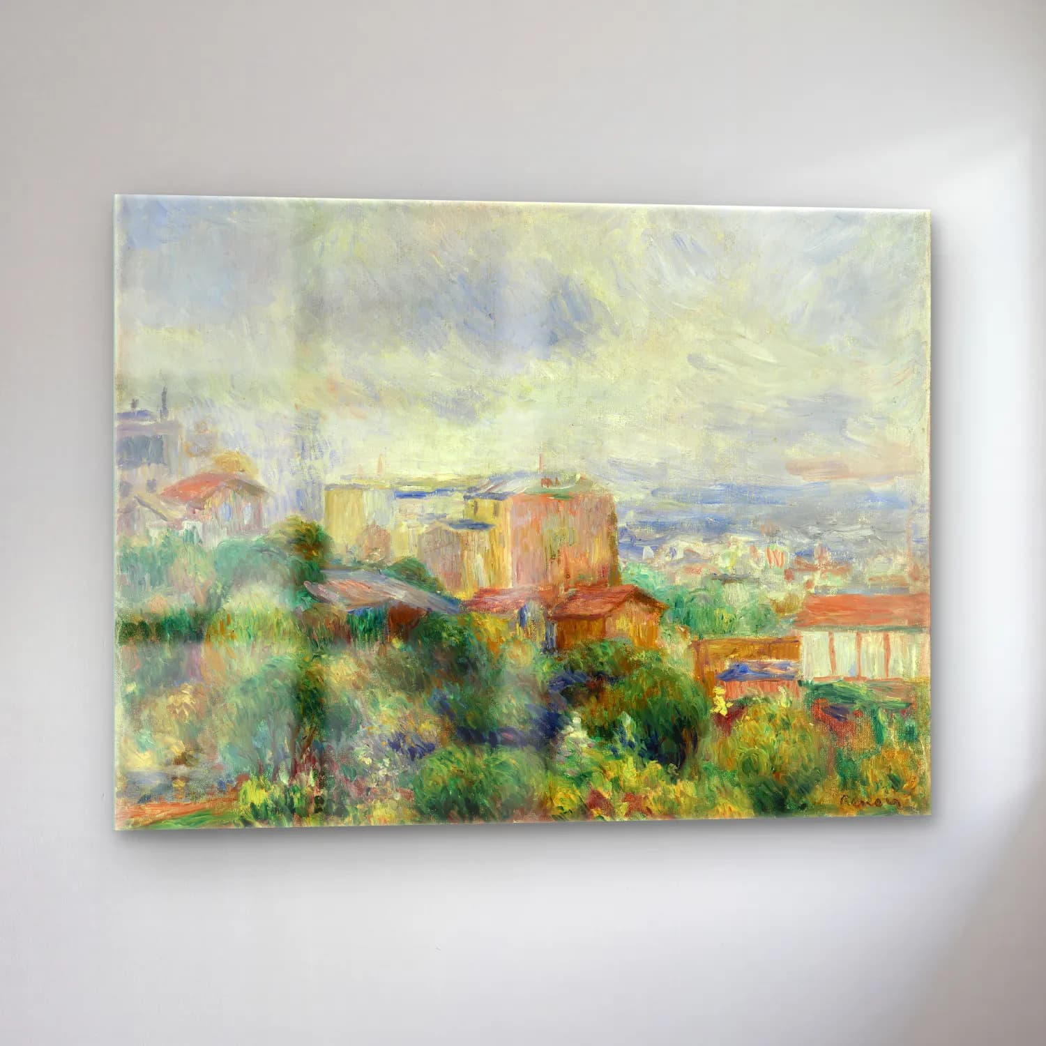 Pierre Auguste Renoir – View From Montmartre (Vue de Montmartre) cam tablo — sol açıdan görünüm