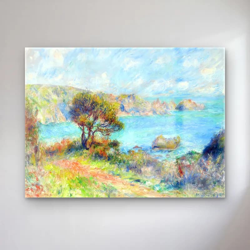 Pierre-Auguste Renoir – View at Guernsey vintage cam tablo — Pierre-Auguste Renoir – View at Guernsey vintage — empresyonist i̇talyan sahili