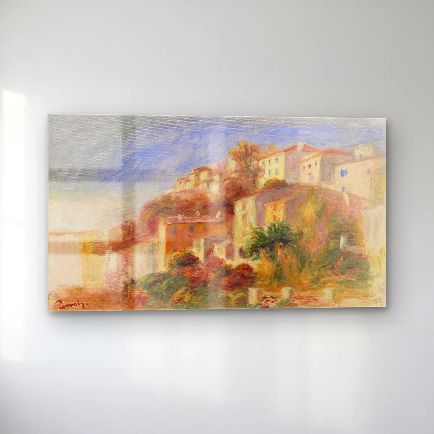 Pierre Auguste Renoir – View from the Garden of the Post Office, Cagnes (Village vu… cam tablo — sol açıdan görünüm