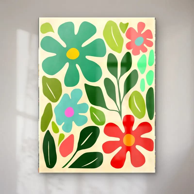 Boho Çiçek Deseni No. 61 cam tablo — Boho Çiçek Deseni No. 61 — boho çiçek deseni