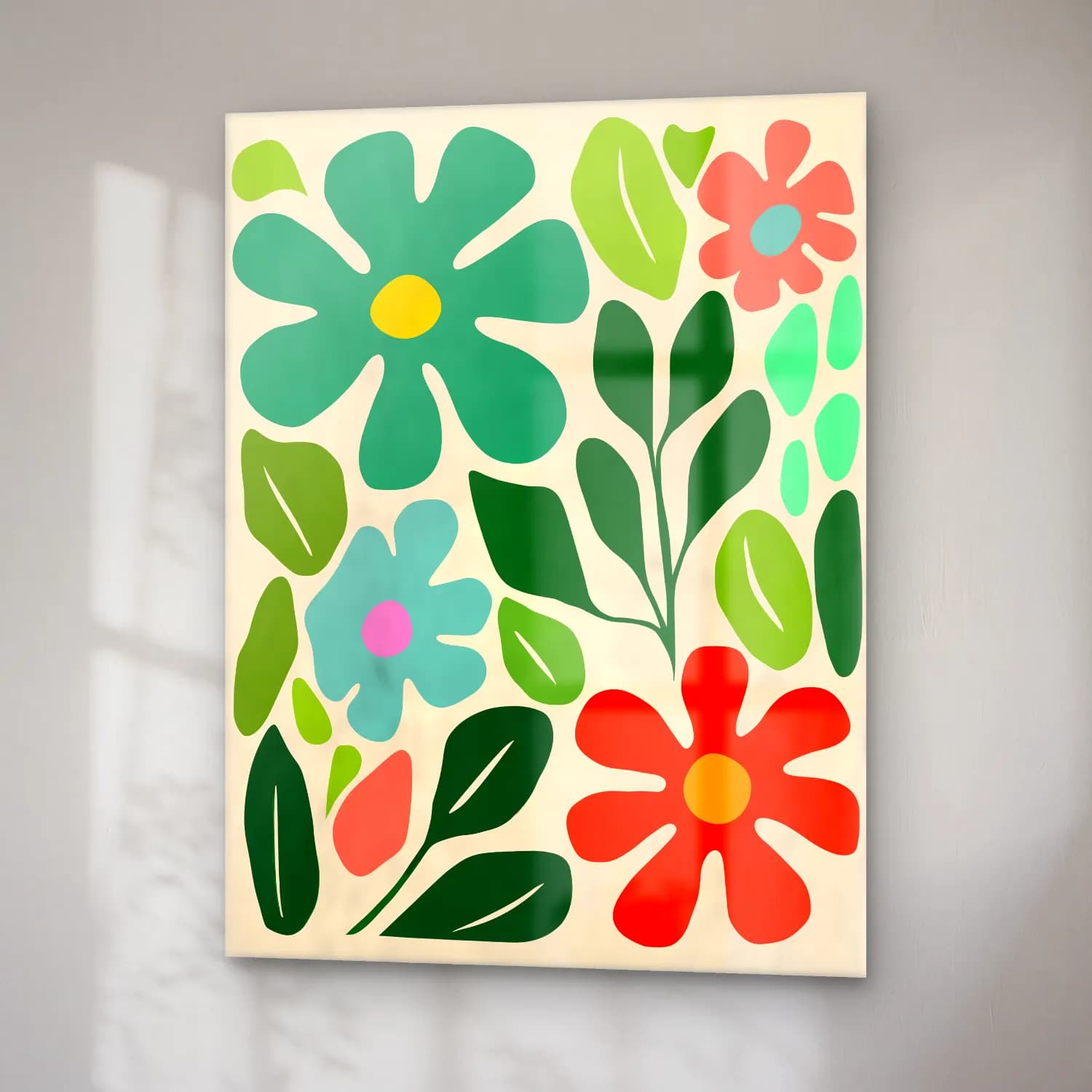 Boho Çiçek Deseni No. 61 cam tablo — sağ açıdan görünüm