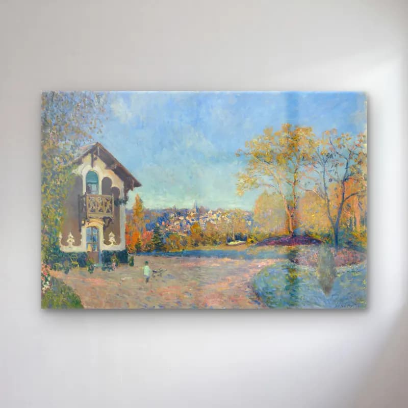 Alfred Sisley – View of Marly-le-Roi from Coeur-Volant cam tablo — Alfred Sisley – View of Marly-le-Roi from Coeur-Volant — empresyonist köy sokağı