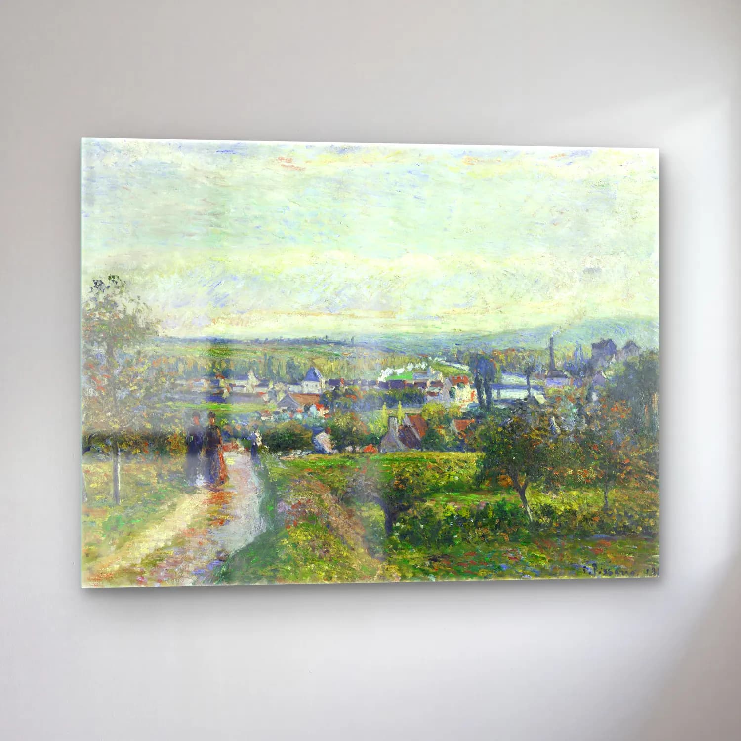 Camille Pissarro – View of Saint-Ouen-l’Aumône (ca. 1876) cam tablo — sol açıdan görünüm