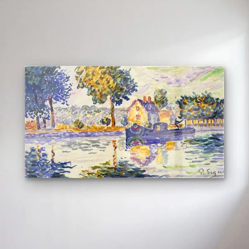 Paul Signac – View of the Seine, Samois cam tablo — Paul Signac – View of the Seine, Samois — empresyonist liman ve tekneler