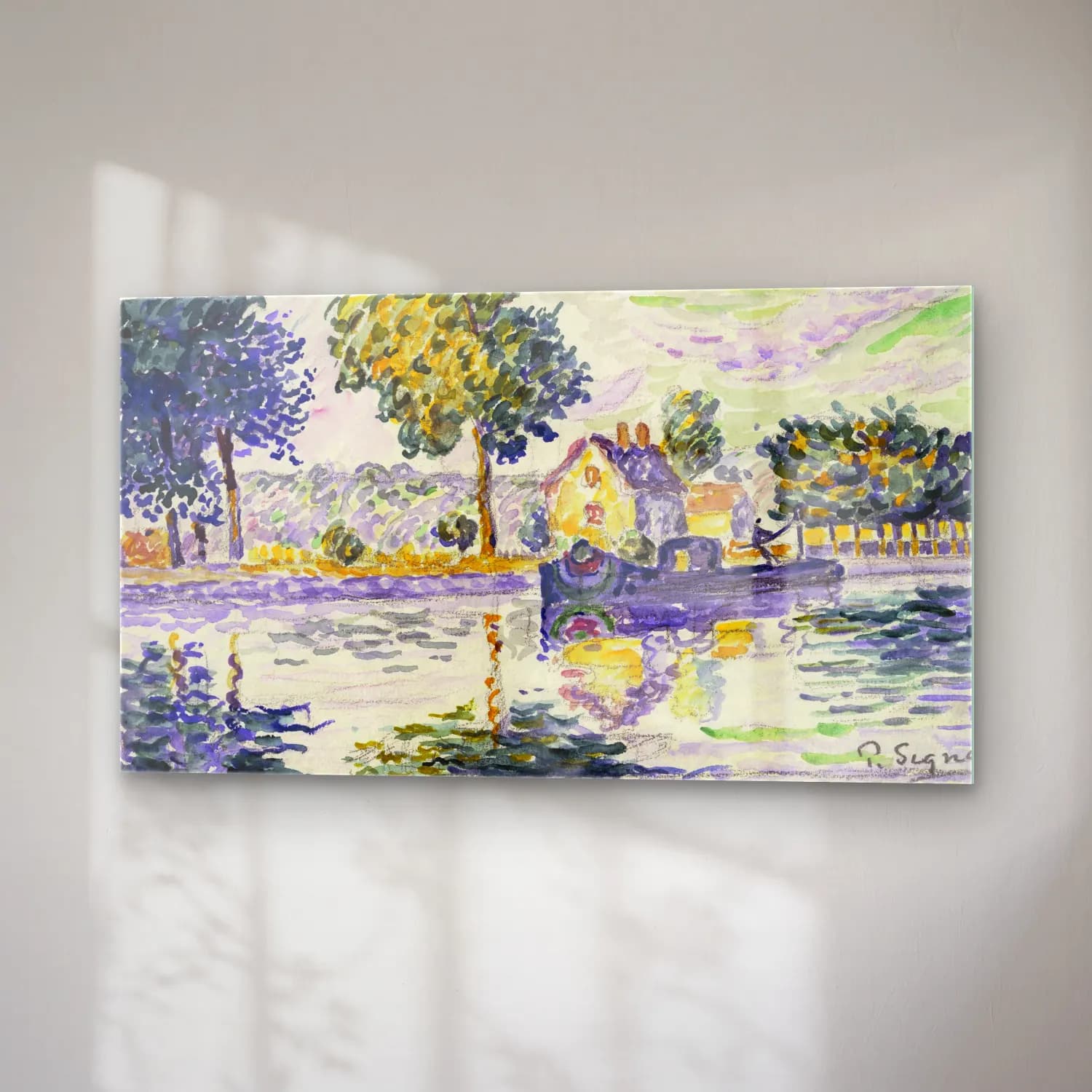 Paul Signac – View of the Seine, Samois cam tablo — sağ açıdan görünüm