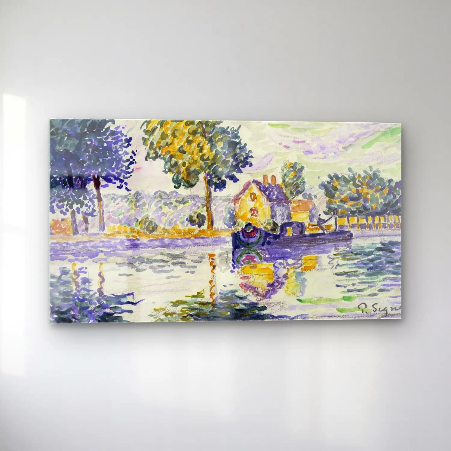 Paul Signac – View of the Seine, Samois cam tablo — sol açıdan görünüm