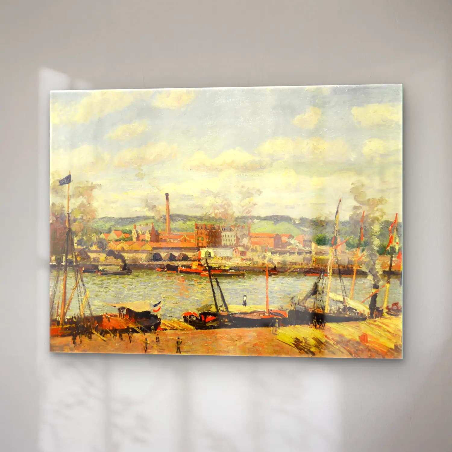 Camille Pissarro – View on the cotton mill of Oiseel near Rouen cam tablo — sağ açıdan görünüm