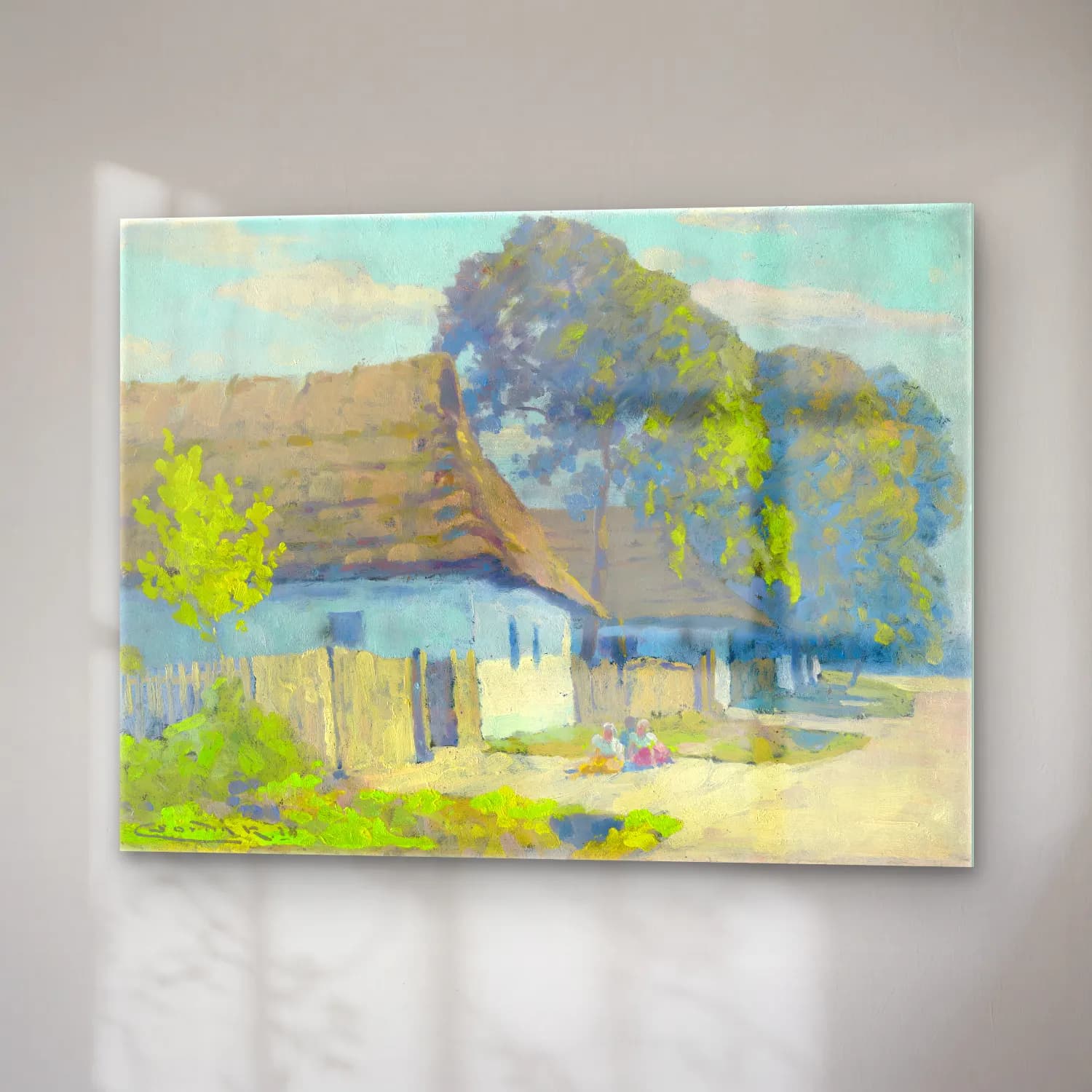 Yağlı Boya Kır Evi No. 56 cam tablo — sağ açıdan görünüm