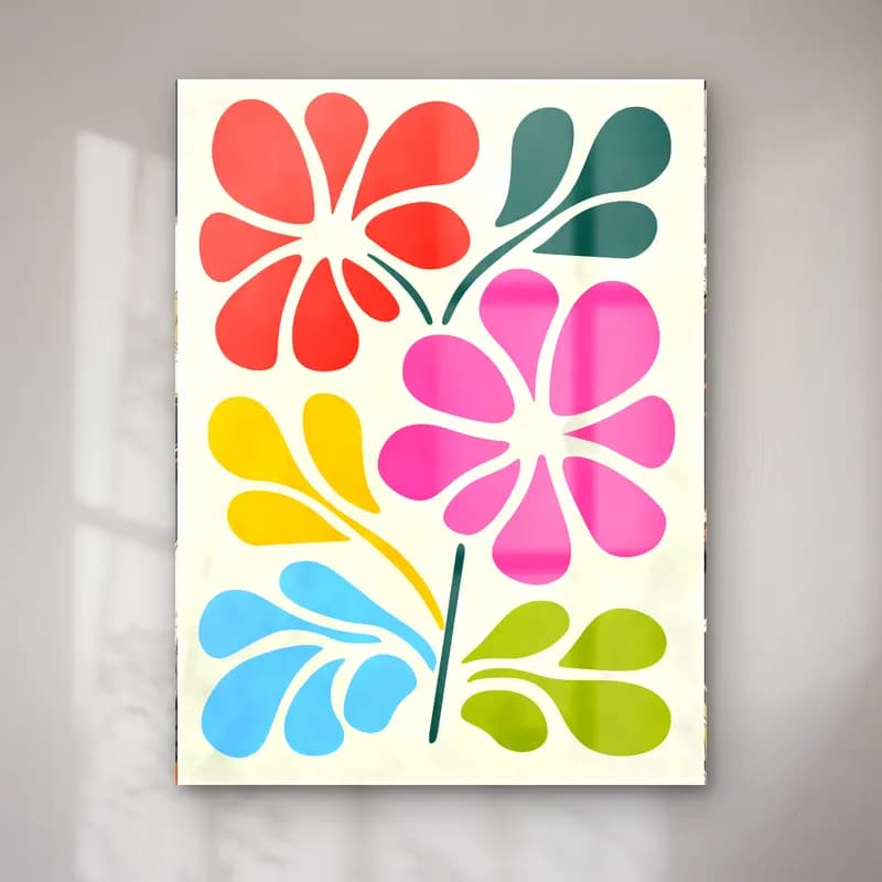 Retro Çiçek Deseni No. 54 cam tablo — Retro Çiçek Deseni No. 54 — retro çiçek deseni