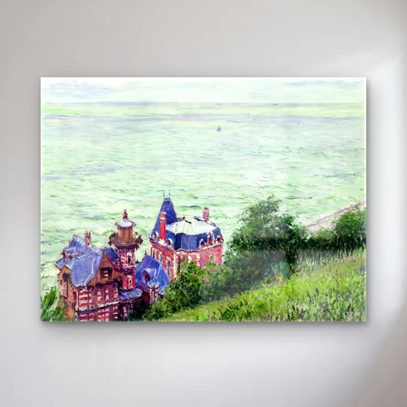 Gustave Caillebotte – Villas at Trouville – Pastel Tonlar cam tablo — Gustave Caillebotte – Villas at Trouville – Pastel Tonlar — empresyonist şato
