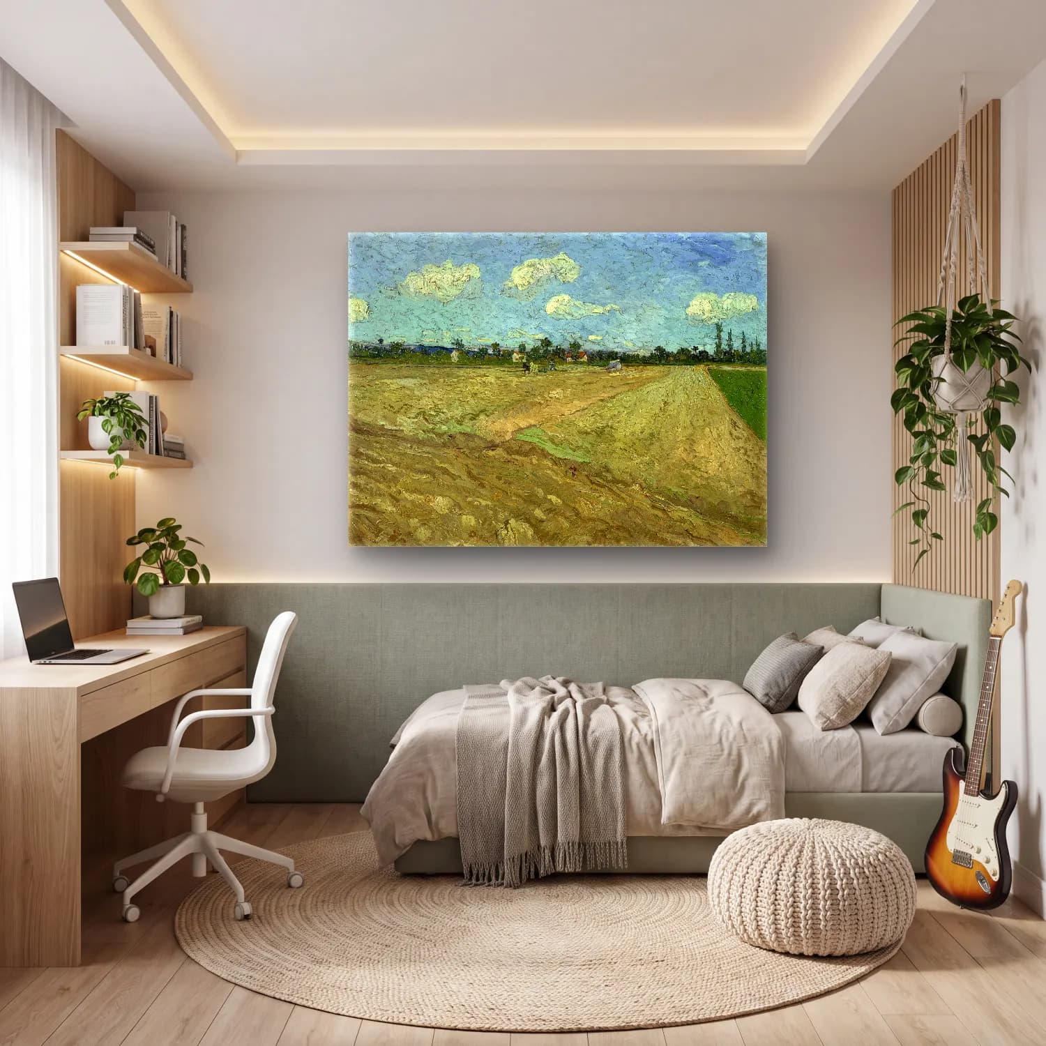 Vincent van Gogh – Geploegde akkers cam tablo — genç odasında