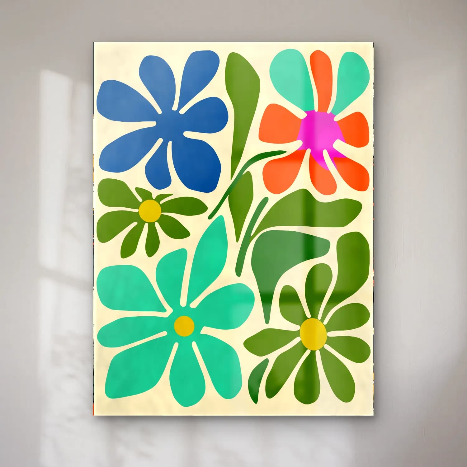 Retro Çiçek Deseni No. 55 cam tablo — Retro Çiçek Deseni No. 55 — retro çiçek deseni