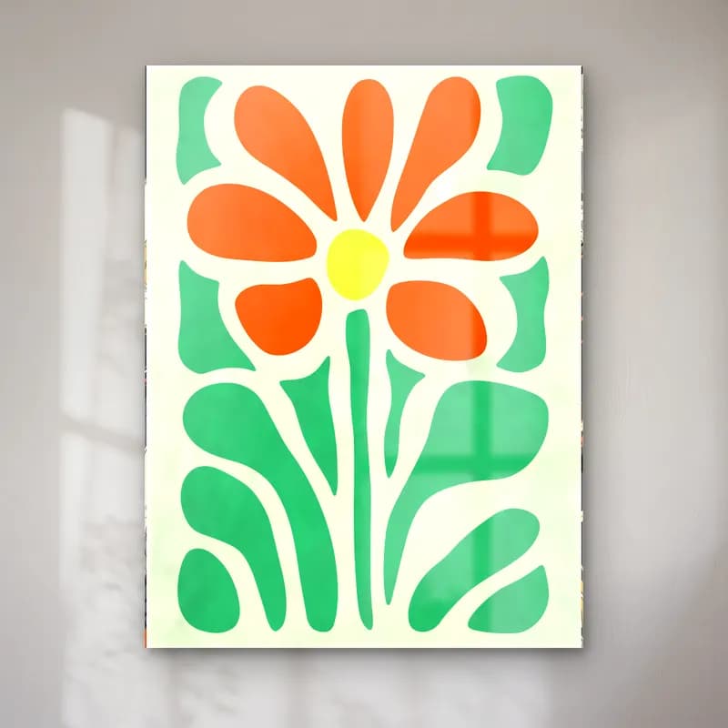 Retro Çiçek Deseni No. 56 cam tablo — Retro Çiçek Deseni No. 56 — retro çiçek deseni