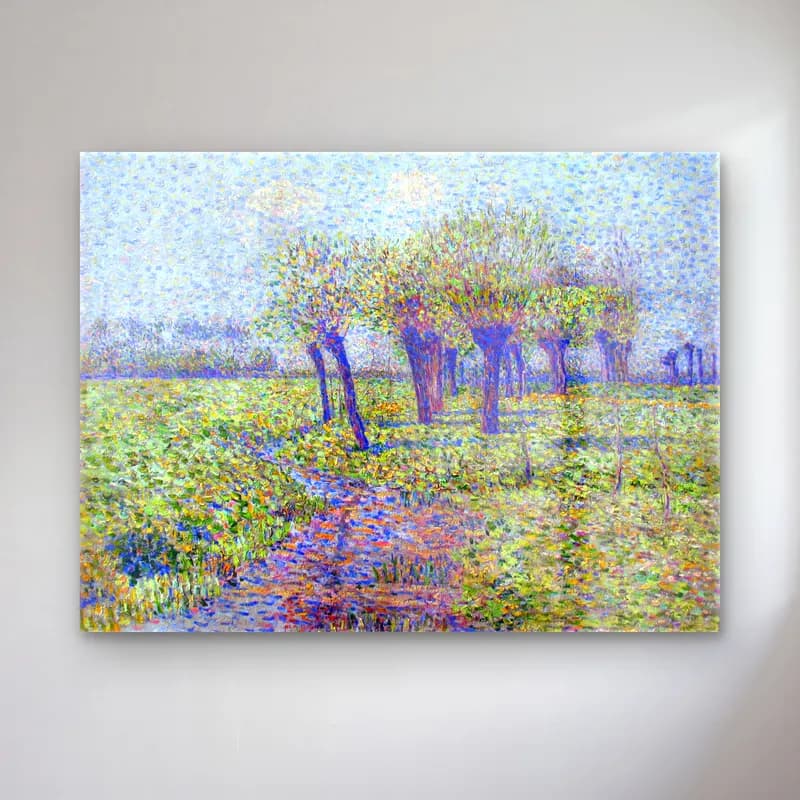 Paul Baum – Willows by the Brook impressionism oil painting cam tablo — Paul Baum – Willows by the Brook impressionism oil painting — empresyonist kiraz çiçekleri