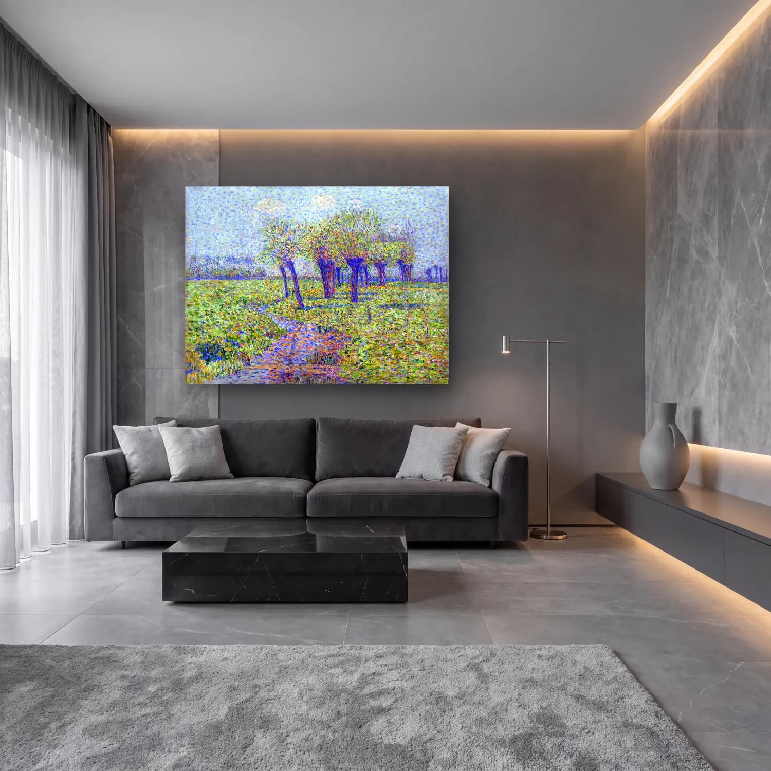 Paul Baum – Willows by the Brook impressionism oil painting cam tablo — lüks salon duvarında