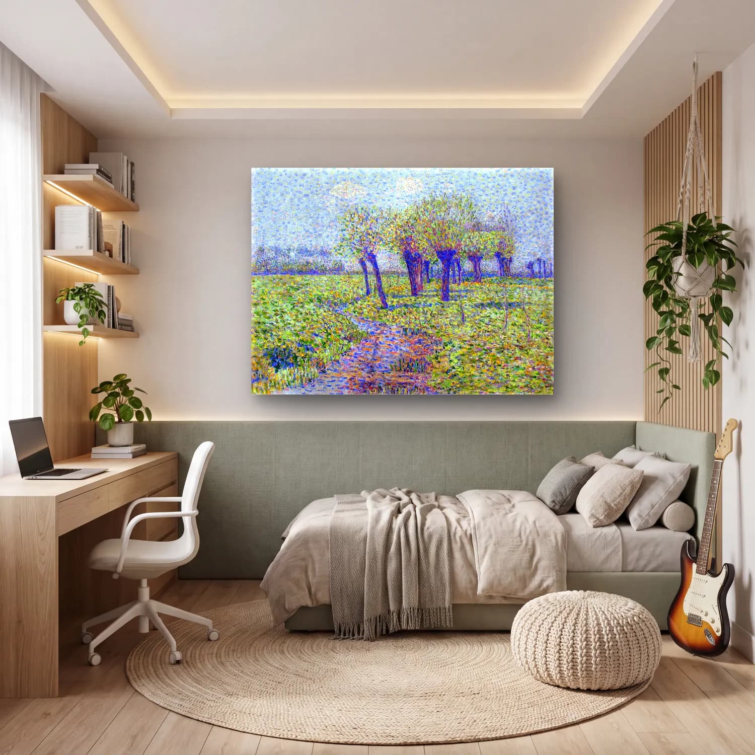 Paul Baum – Willows by the Brook impressionism oil painting cam tablo — genç odasında
