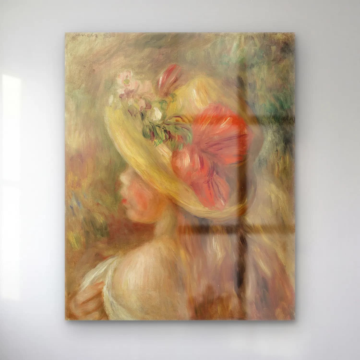 Pierre Auguste Renoir – Young Girl with Hat (Jeune fille au chapeau) cam tablo — Pierre Auguste Renoir – Young Girl with Hat (Jeune fille au chapeau) — empresyonist şapkalı kadın