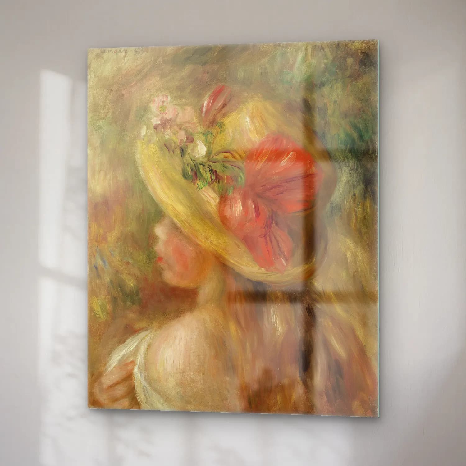 Pierre Auguste Renoir – Young Girl with Hat (Jeune fille au chapeau) cam tablo — sağ açıdan görünüm