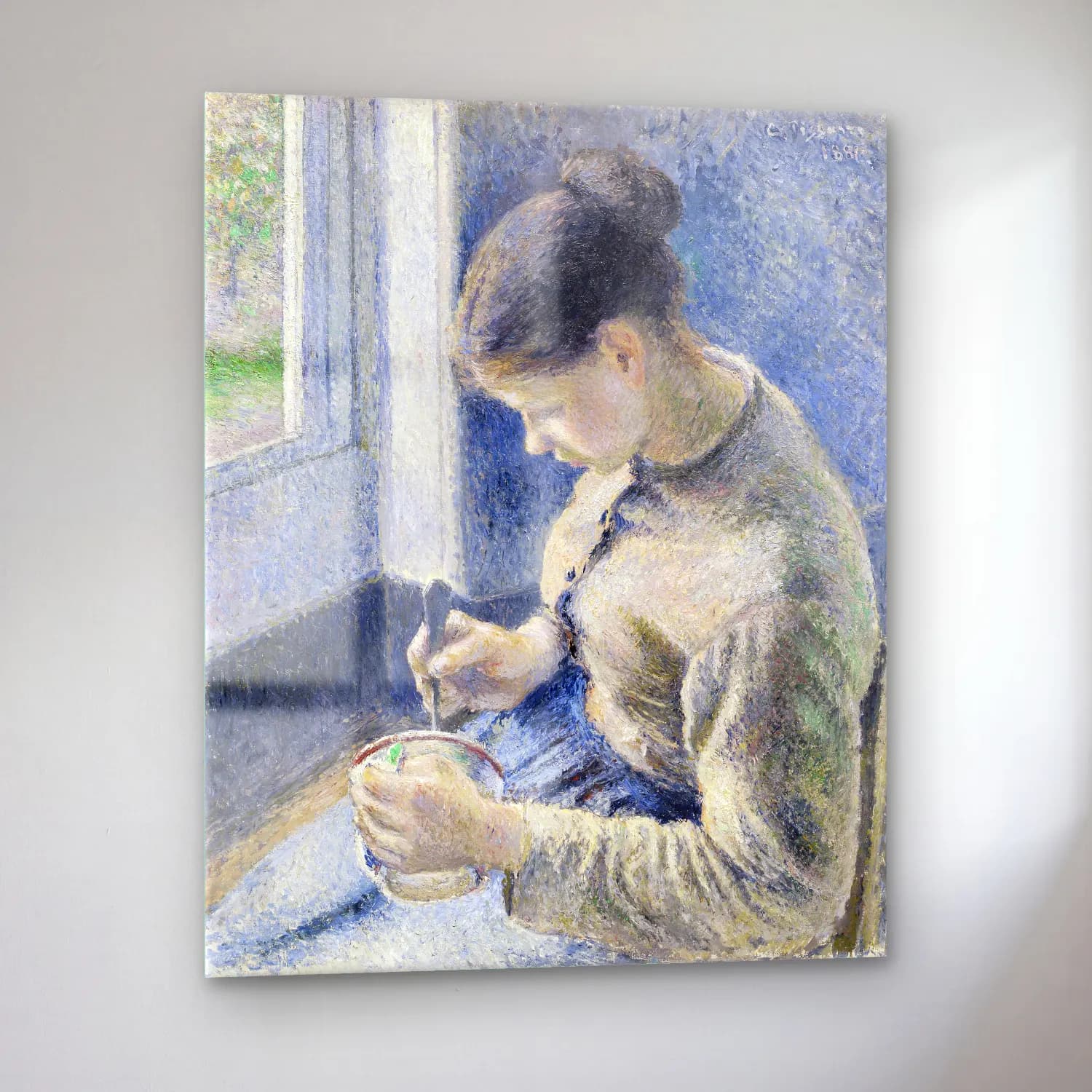 Camille Pissarro – Young Peasant Having Her Coffee cam tablo — sol açıdan görünüm