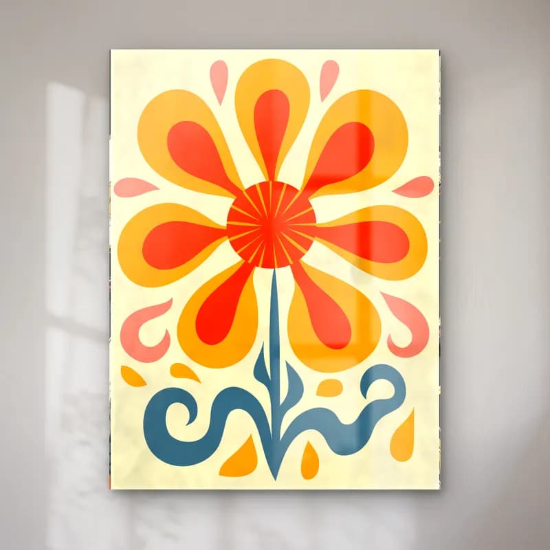 Retro Çiçek Deseni No. 57 cam tablo — Retro Çiçek Deseni No. 57 — retro çiçek deseni