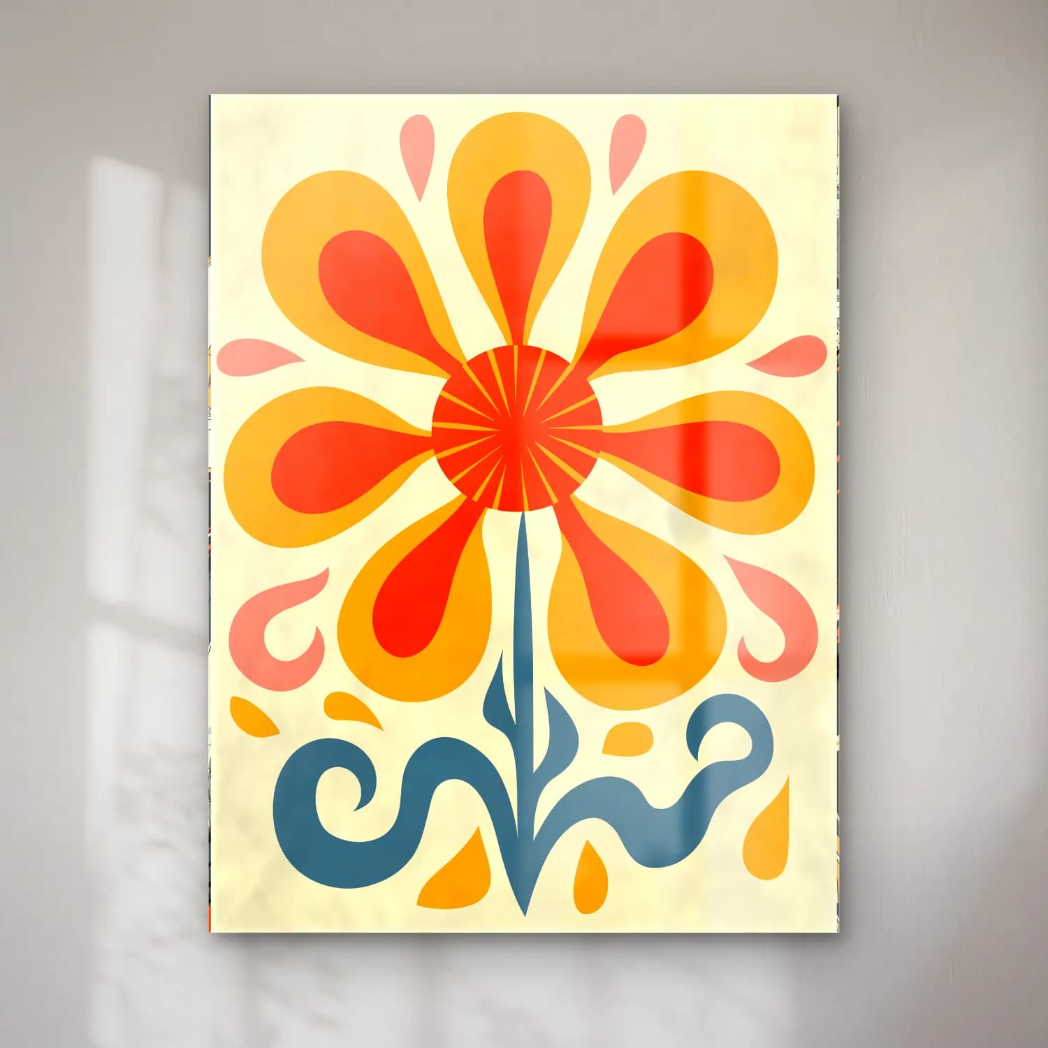 Retro Çiçek Deseni No. 57 cam tablo — Retro Çiçek Deseni No. 57 — retro çiçek deseni