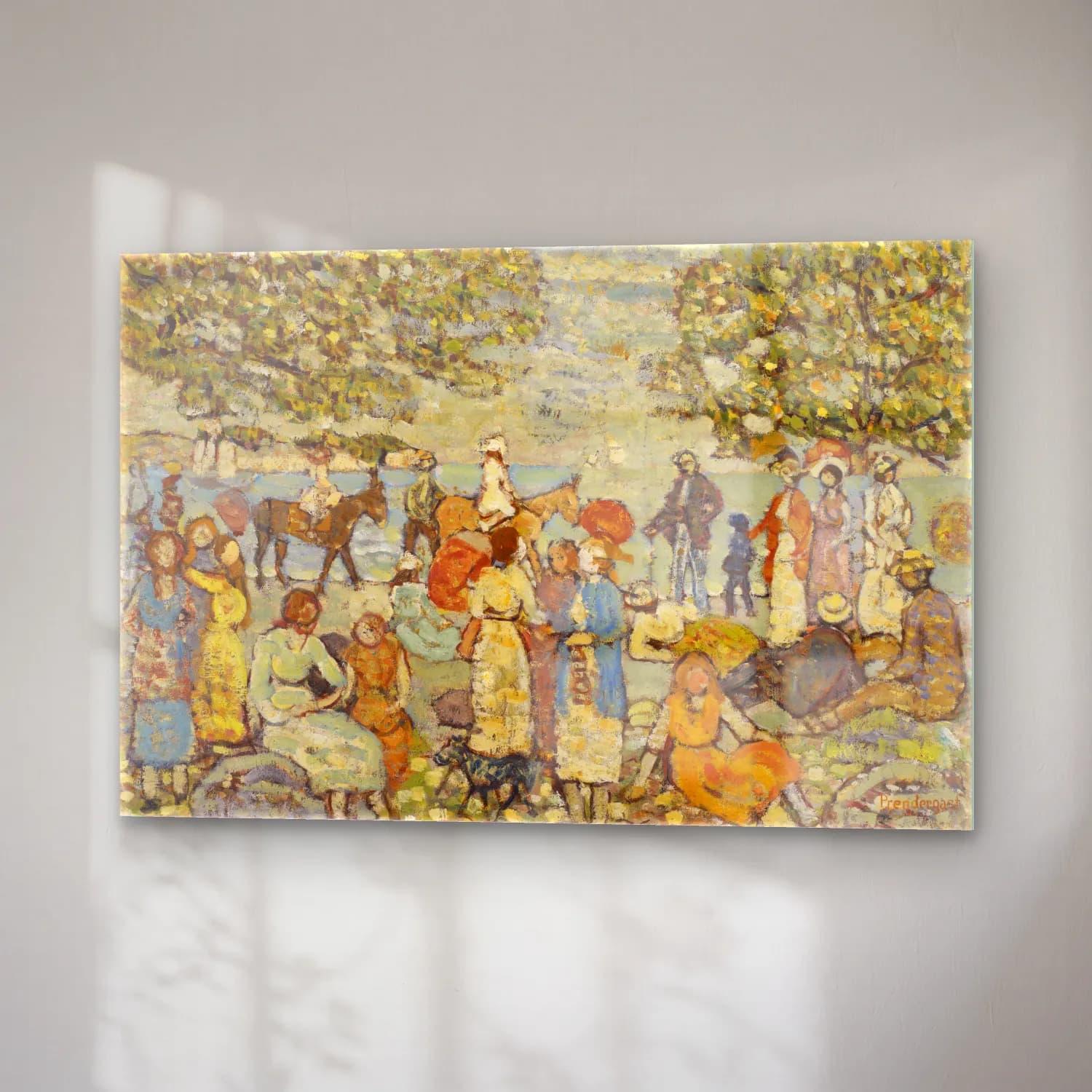 Maurice Brazil Prendergast – Beach Scene with Donkeys (or Mules) cam tablo — sağ açıdan görünüm