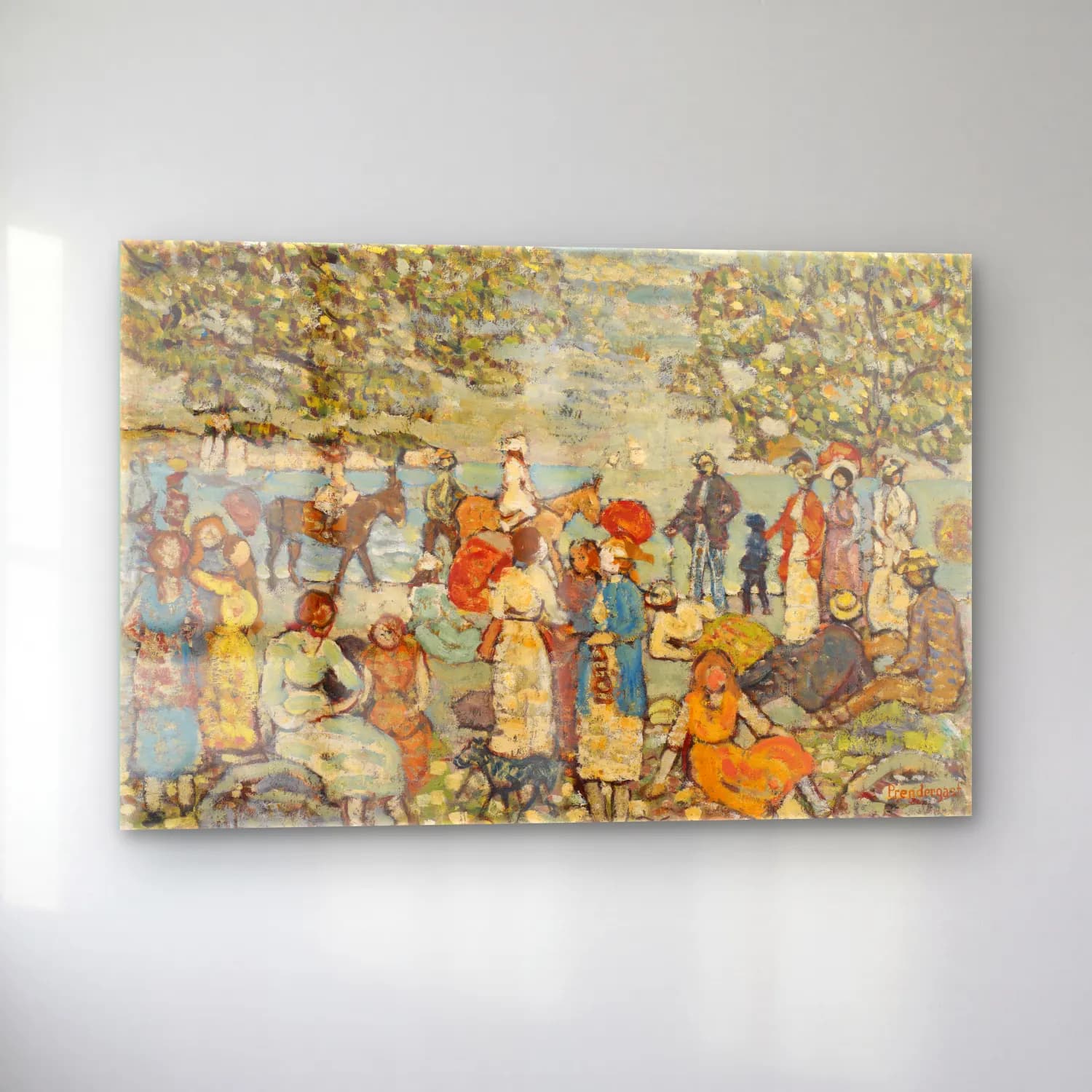 Maurice Brazil Prendergast – Beach Scene with Donkeys (or Mules) cam tablo — sol açıdan görünüm