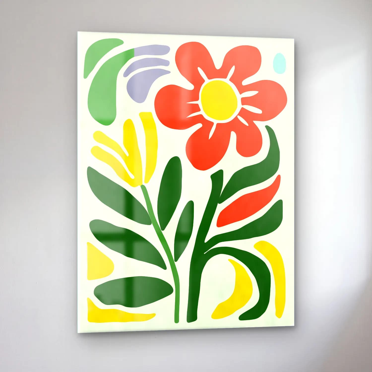 Boho Çiçek Deseni No. 62 cam tablo — sol açıdan görünüm
