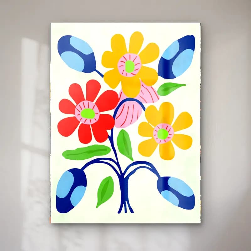 Maksimalist Çiçek Deseni – Sarı Tonlar cam tablo — Maksimalist Çiçek Deseni – Sarı Tonlar — maksimalist çiçek deseni