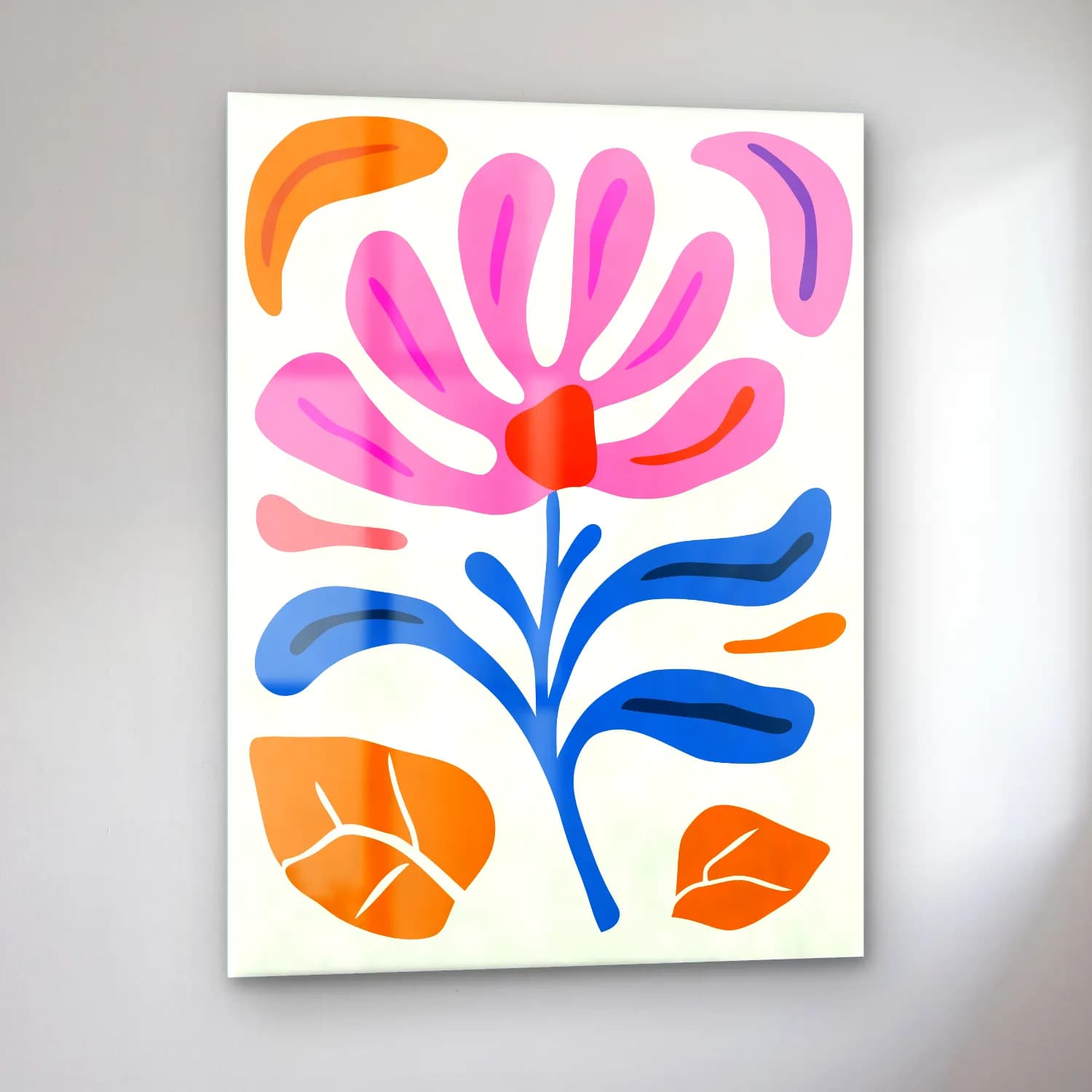 Boho Çiçek Deseni No. 63 cam tablo — sol açıdan görünüm