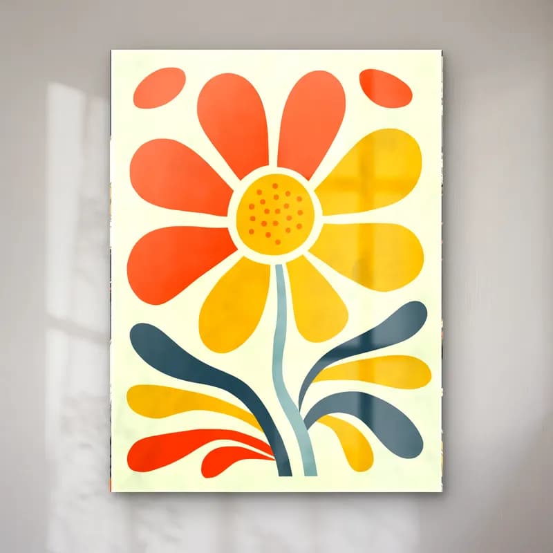 Retro Çiçek Deseni No. 59 cam tablo — Retro Çiçek Deseni No. 59 — retro çiçek deseni