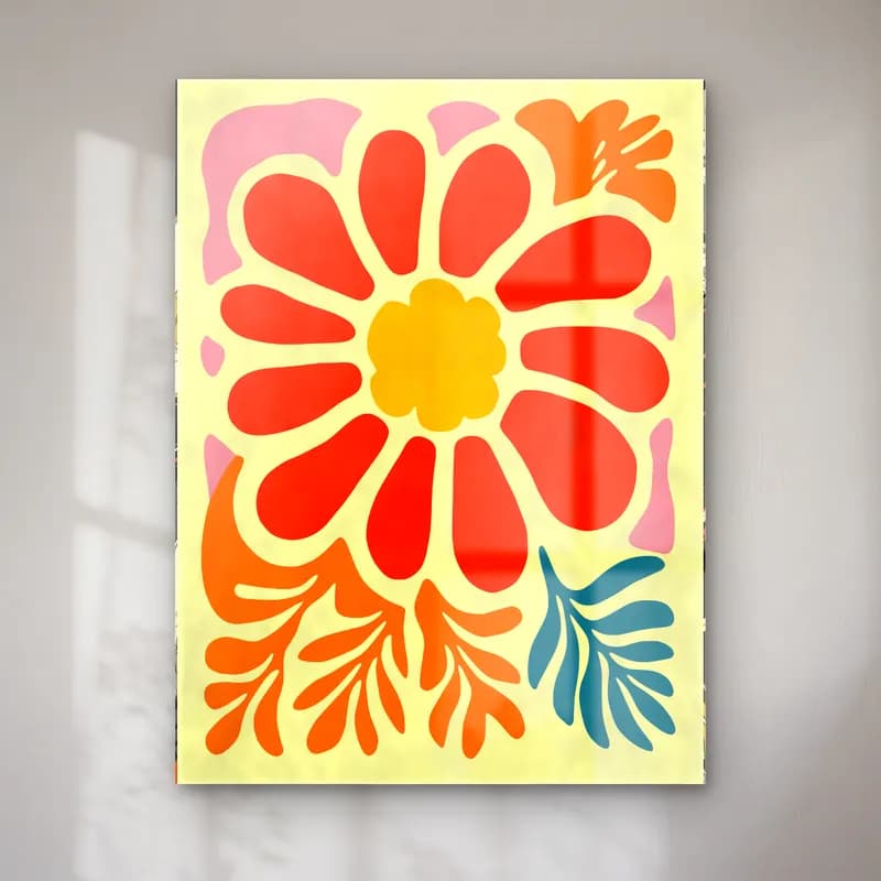 Retro Çiçek Deseni No. 60 cam tablo — Retro Çiçek Deseni No. 60 — retro çiçek deseni