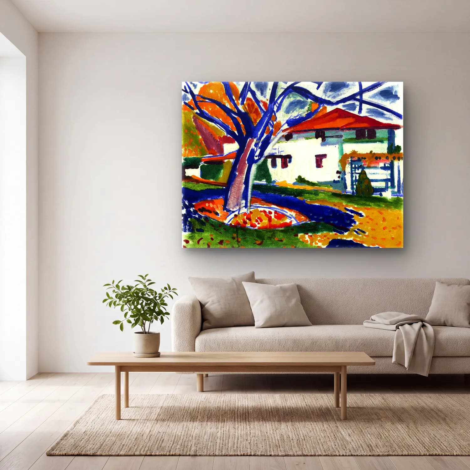 Lyman Sayen – Blue Trees Henry cam tablo — açık renk salonda