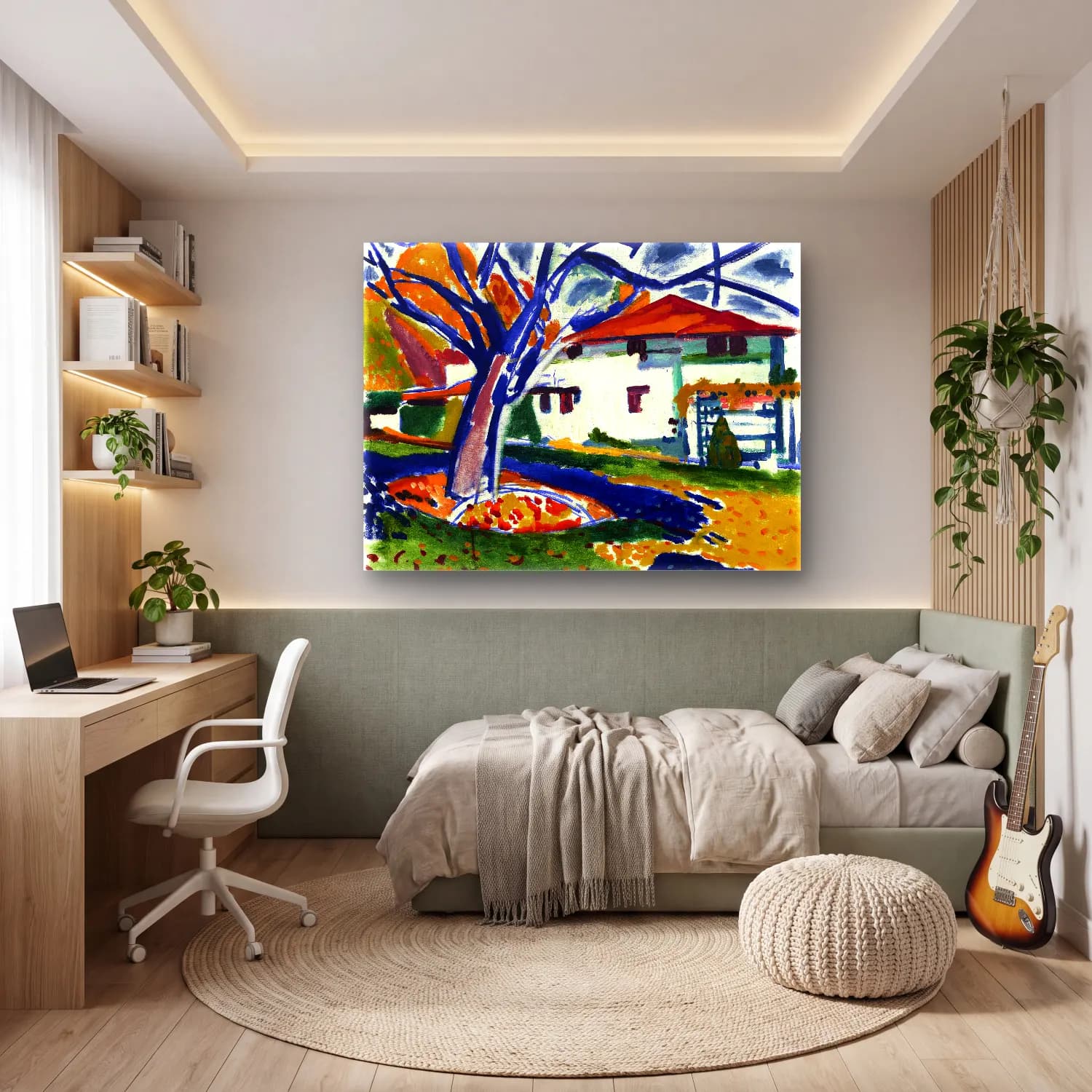 Lyman Sayen – Blue Trees Henry cam tablo — genç odasında