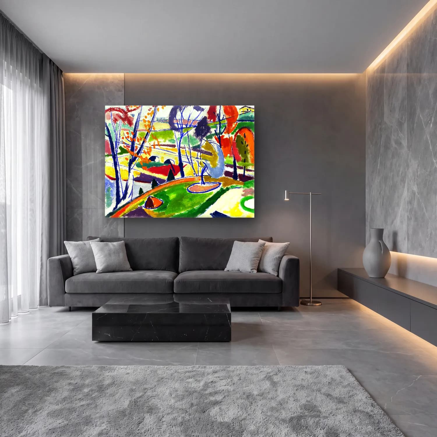 Lyman Sayen – Décor Plat Henry cam tablo — lüks salon duvarında