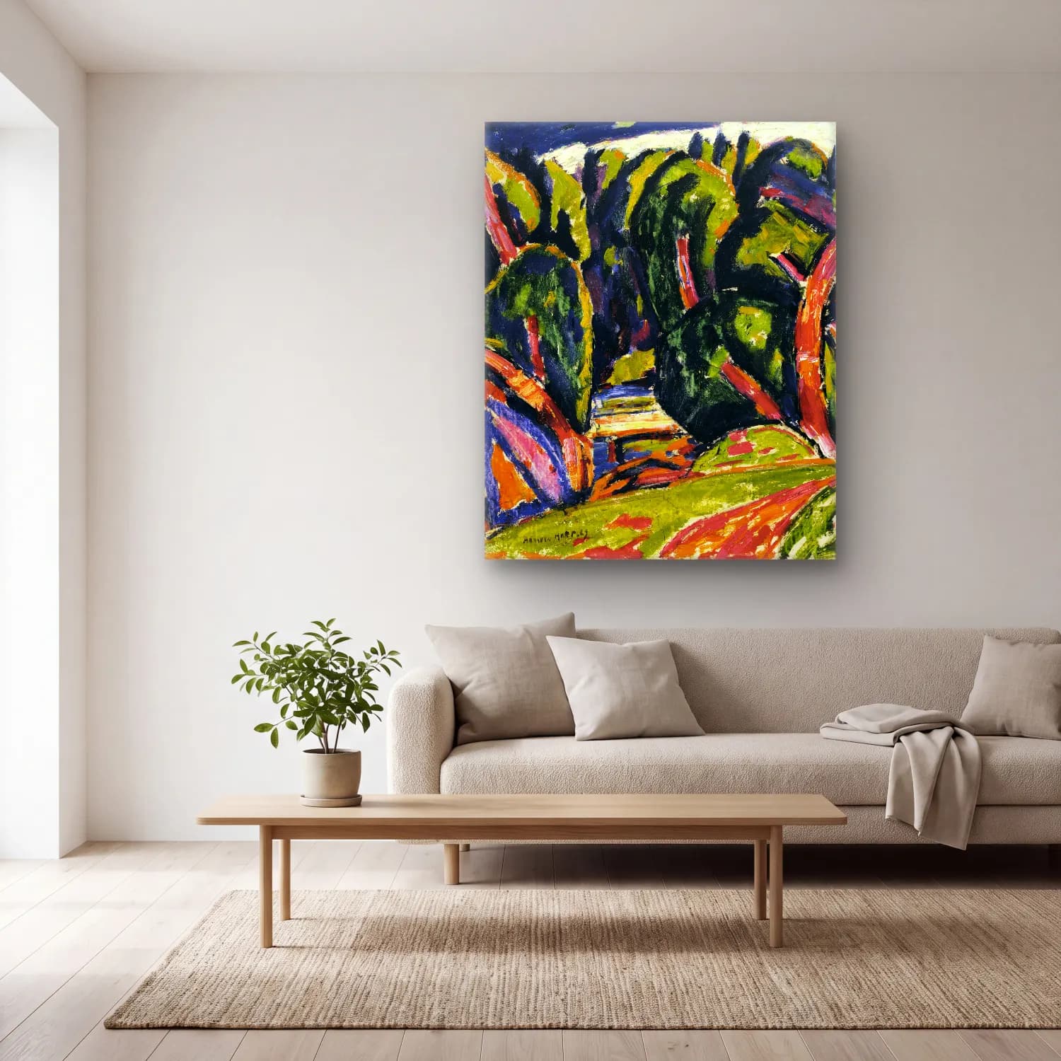Marsden Hartley – Red Tree cam tablo — açık renk salonda