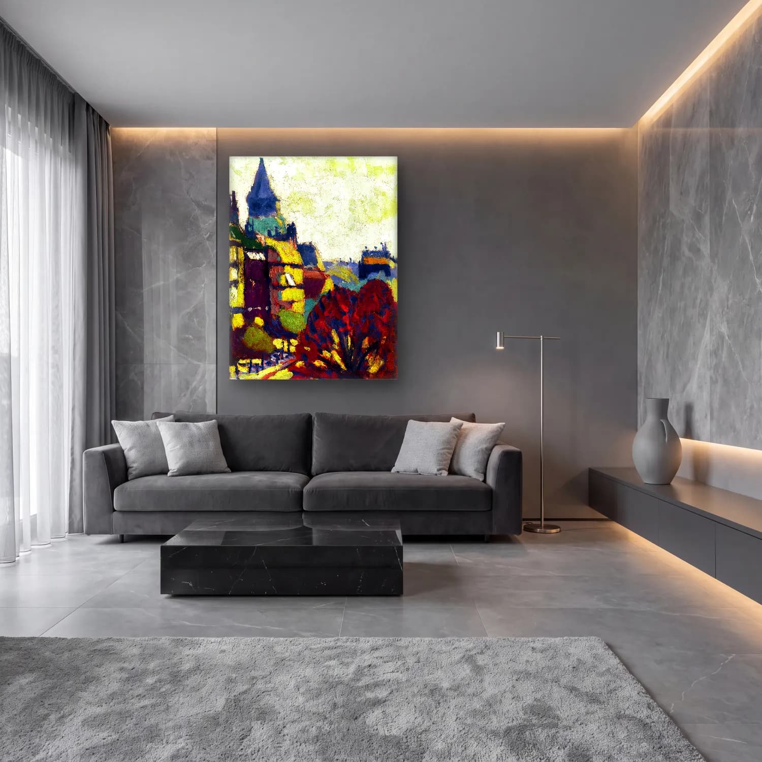 Lyman Sayen – St. Germain des Pres Henry cam tablo — lüks salon duvarında