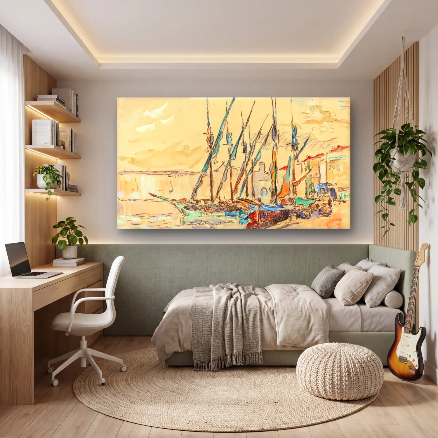 Paul Signac – St. Tropez – Pastel Tonlar cam tablo — genç odasında