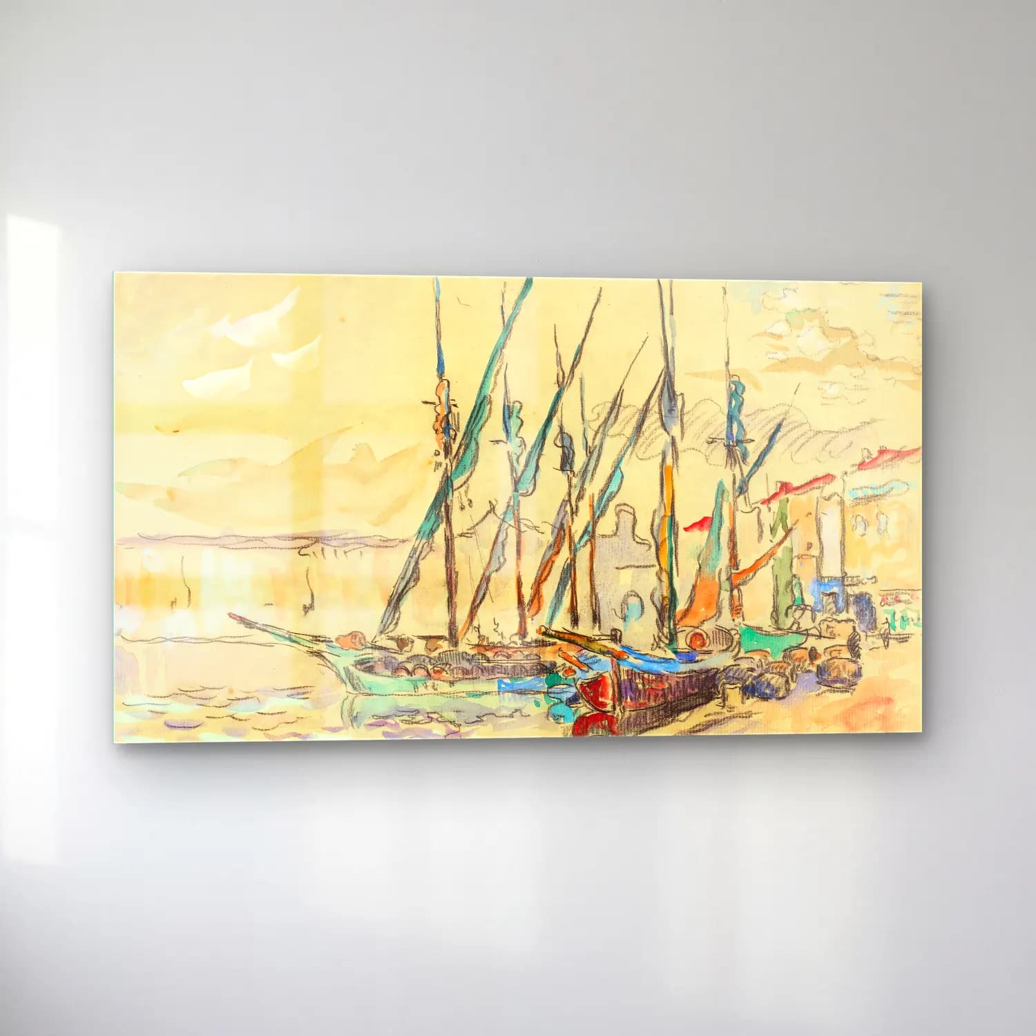 Paul Signac – St. Tropez – Pastel Tonlar cam tablo — sol açıdan görünüm