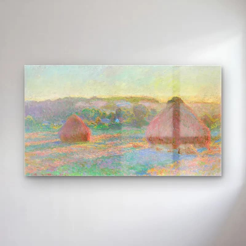 Claude Monet – Stacks of Wheat, End of Summer cam tablo — Claude Monet – Stacks of Wheat, End of Summer — empresyonist kır evi