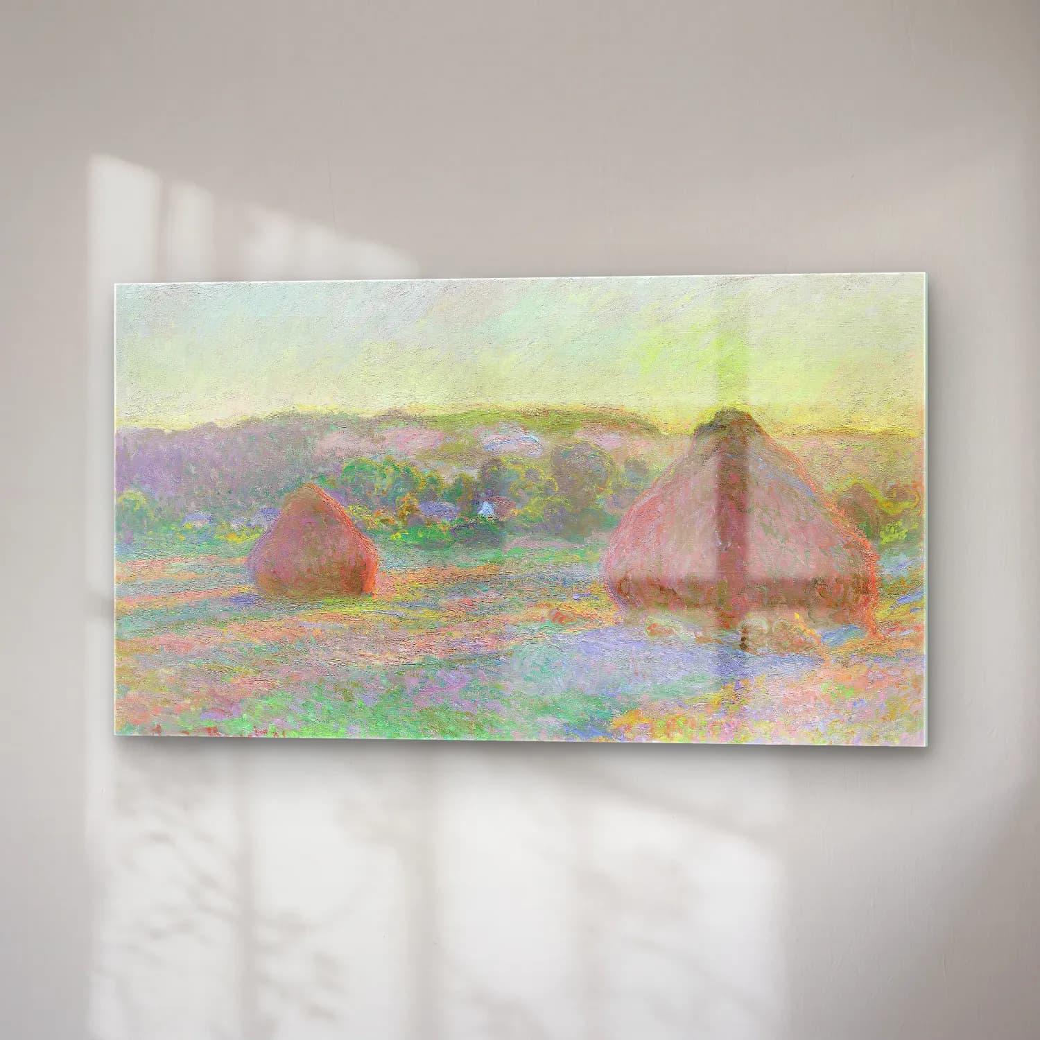 Claude Monet – Stacks of Wheat, End of Summer cam tablo — sağ açıdan görünüm