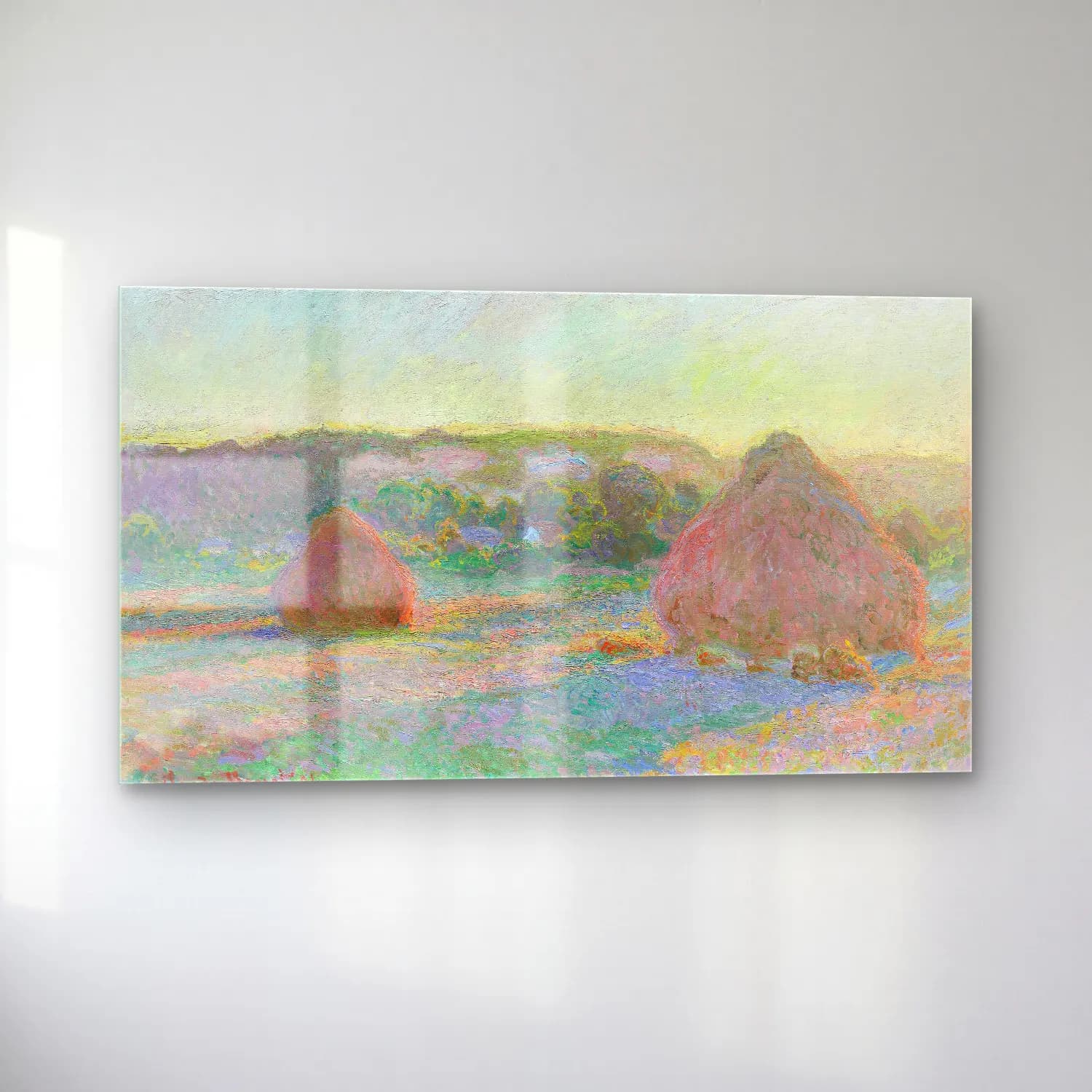 Claude Monet – Stacks of Wheat, End of Summer cam tablo — sol açıdan görünüm
