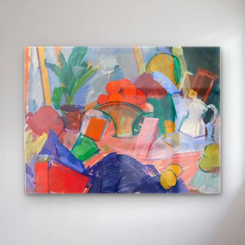 Edvard Weie – Still Life with Oranges in a Basket cam tablo — Edvard Weie – Still Life with Oranges in a Basket — empresyonist meyveli natürmort