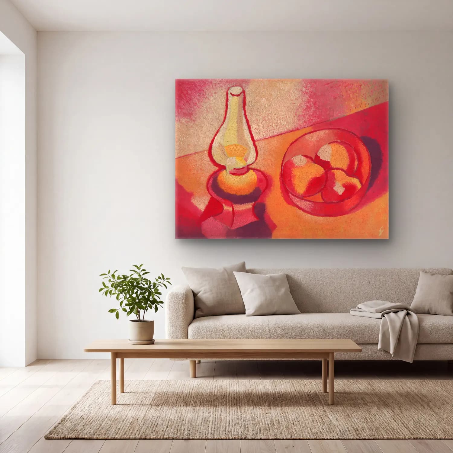 Mikuláš Galanda – Still life with a lamp cam tablo — açık renk salonda
