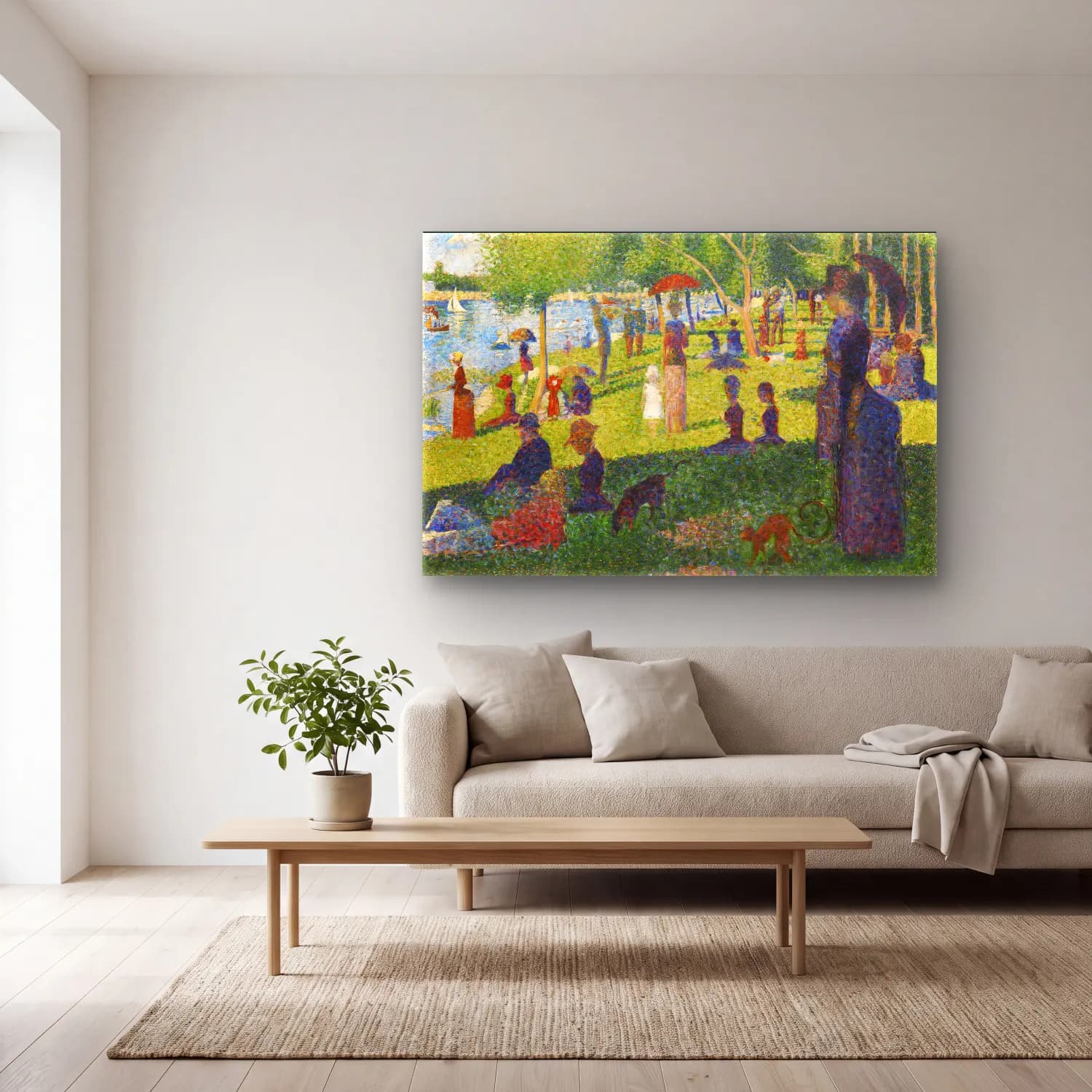 Georges Seurat – Study For a Sunday on La Grande Jatte cam tablo — açık renk salonda