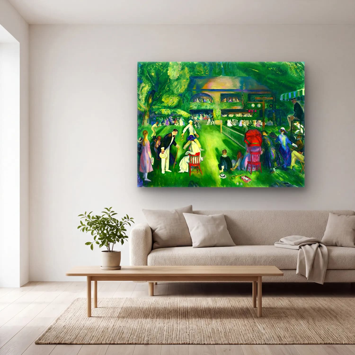 George Bellows – Tennis at Newport oil painting art cam tablo — açık renk salonda