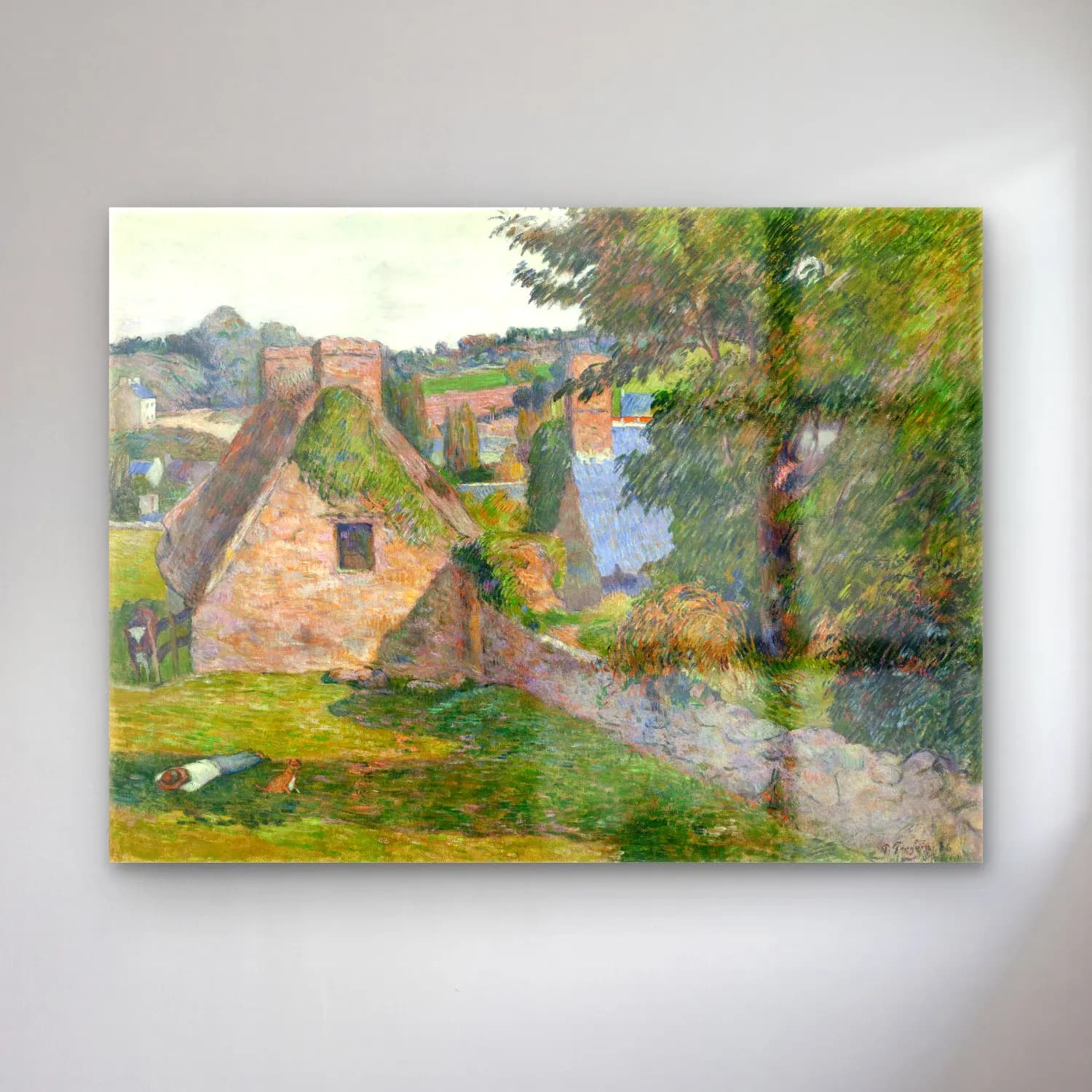 Paul Gauguin – The Field of Derout-Lollichon cam tablo — Paul Gauguin – The Field of Derout-Lollichon — empresyonist kır evi