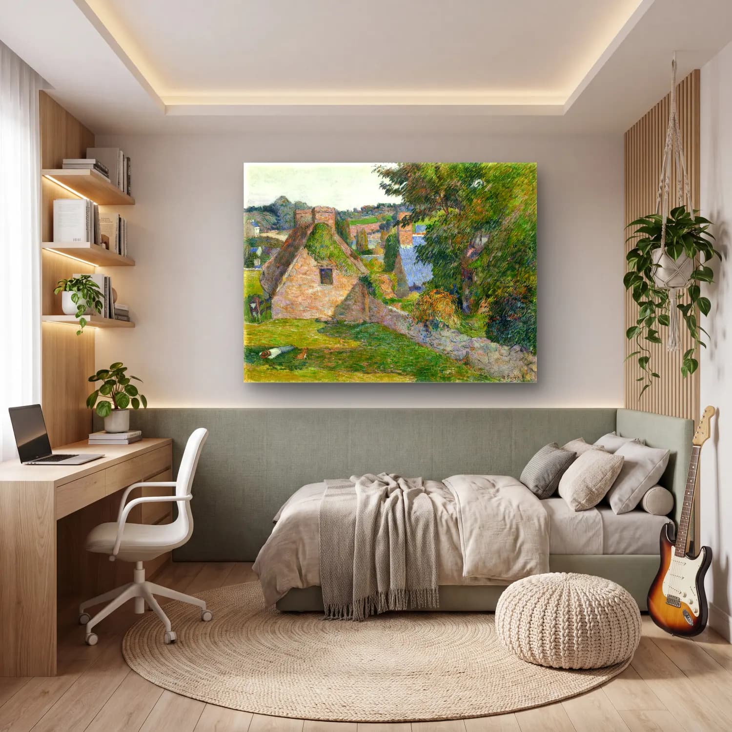Paul Gauguin – The Field of Derout-Lollichon cam tablo — genç odasında