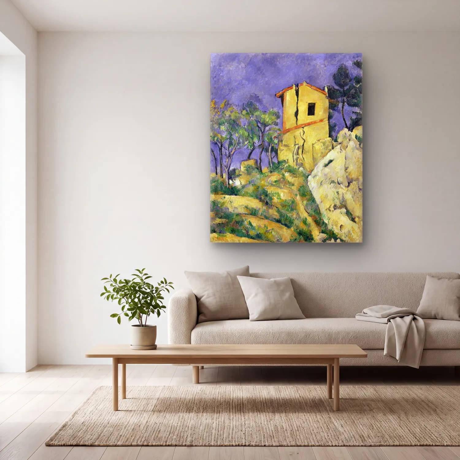 Paul Cézanne – The House with the Cracked Walls cam tablo — açık renk salonda