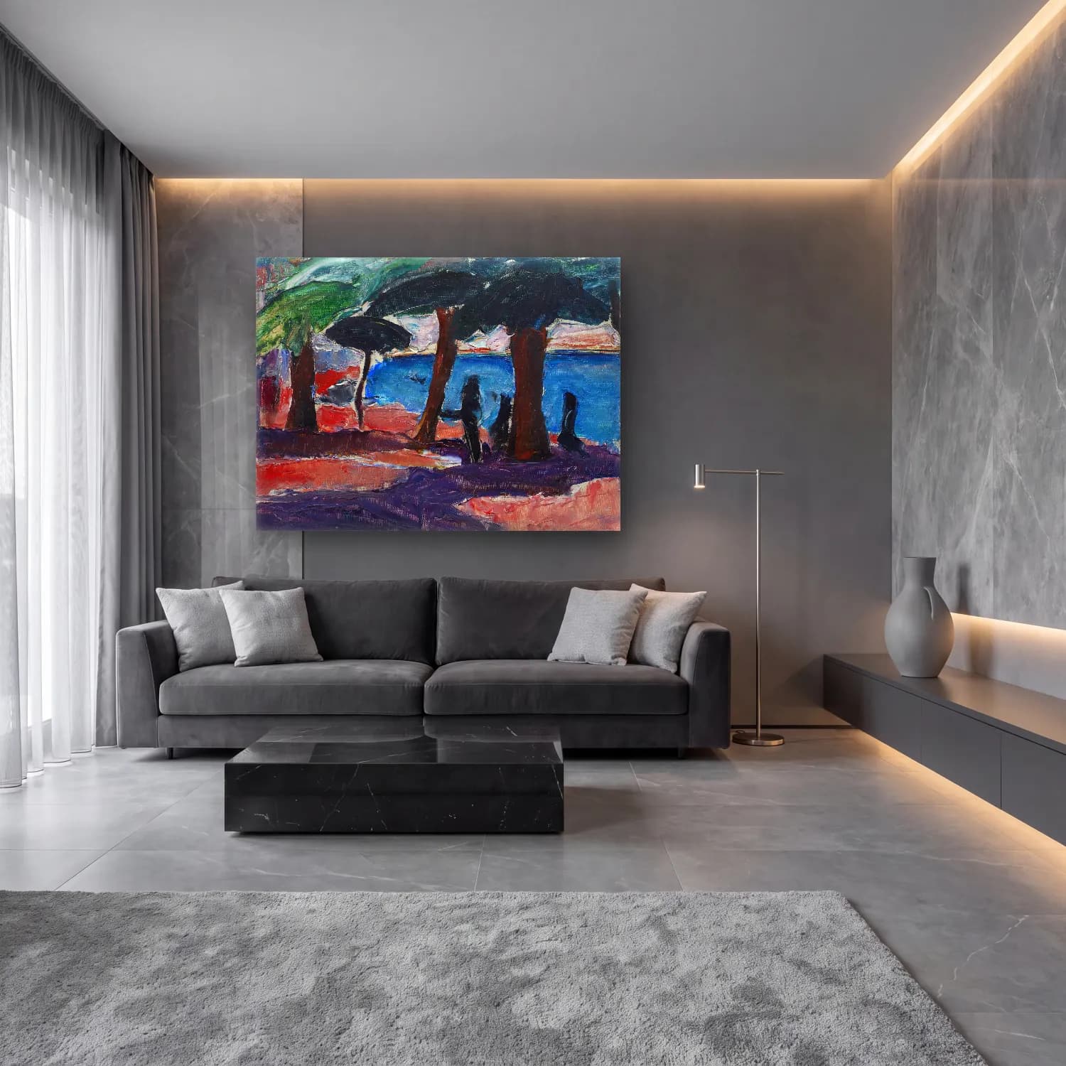 Jens Adolf Jerichau – The Quay, Bandol cam tablo — lüks salon duvarında
